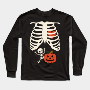 Skeleton Baby Pregnant Xray Rib Cage Halloween Costume Long Sleeve T-Shirt